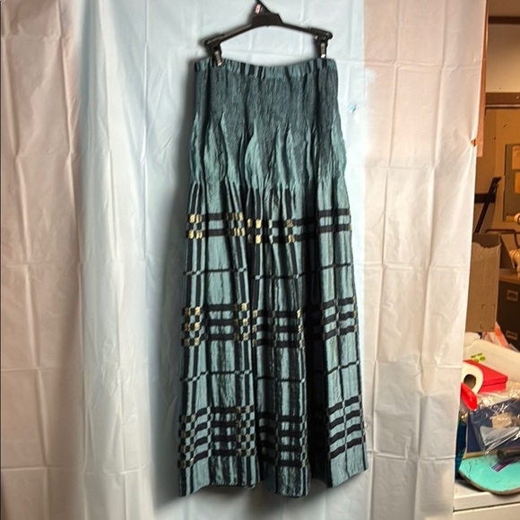 Soft Surroundings Black and Blue Pleated Maxi Skirt Casual - Picture 1 of 5